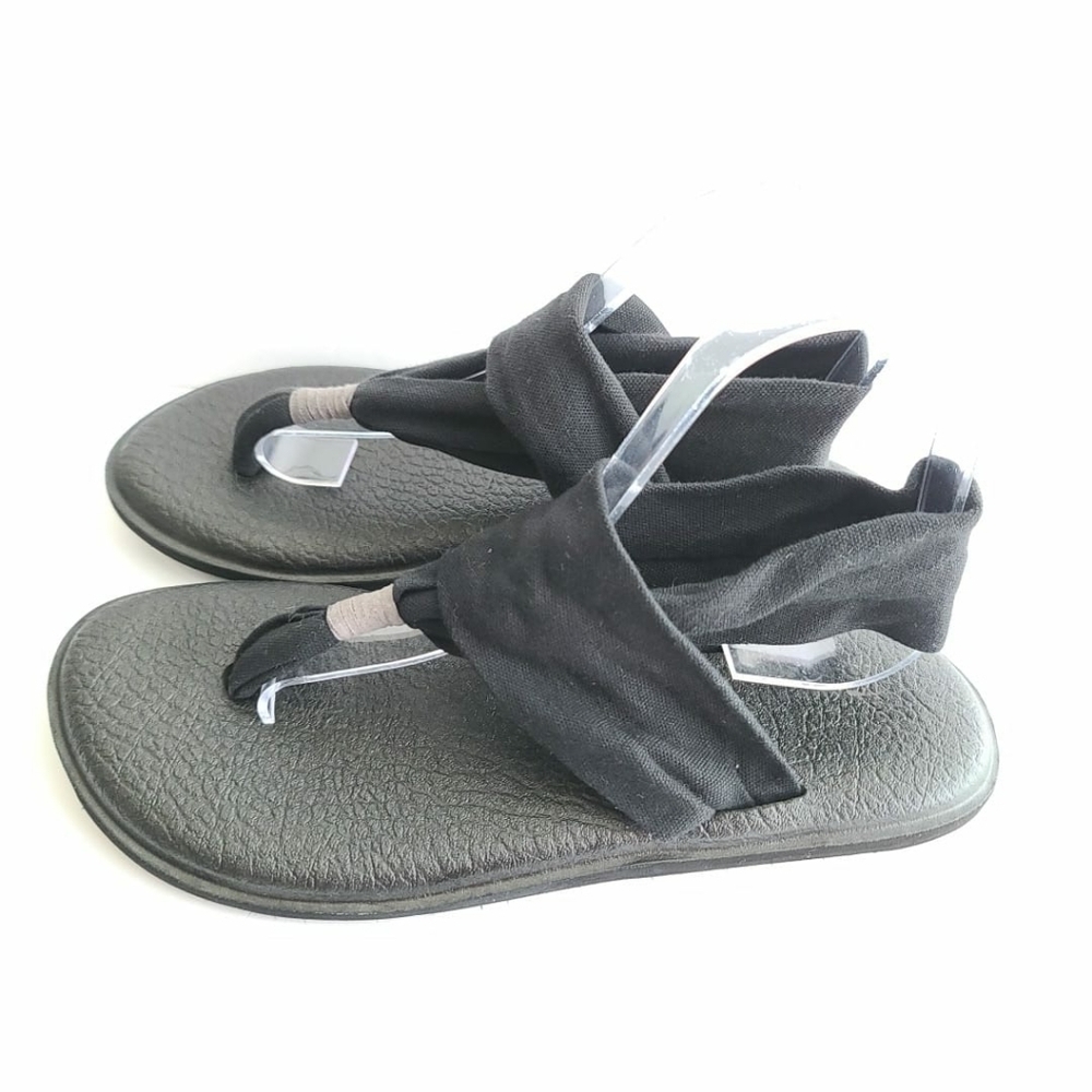 Sanuk Black Fabric Yoga Sling Sandals